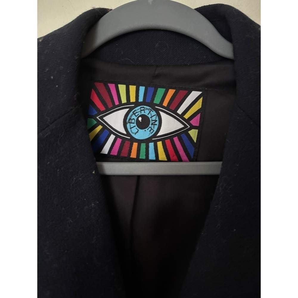 Libertine Autre Marque Navy Blue Embellished Wool Crepe Blazer size small - Picture 4 of 5